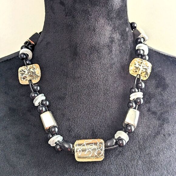 Chico's Jewelry - Chico's  Statement Necklace Black and Silver Tone
